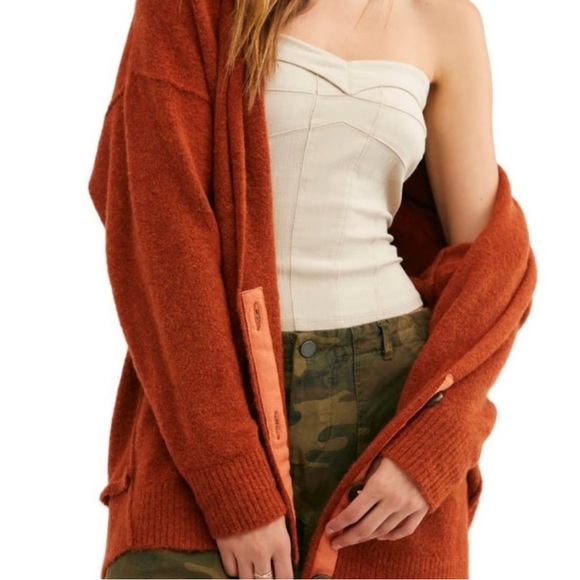 Free People eucalyptus cardigan sweater rust orange XS - Picture 1 of 5